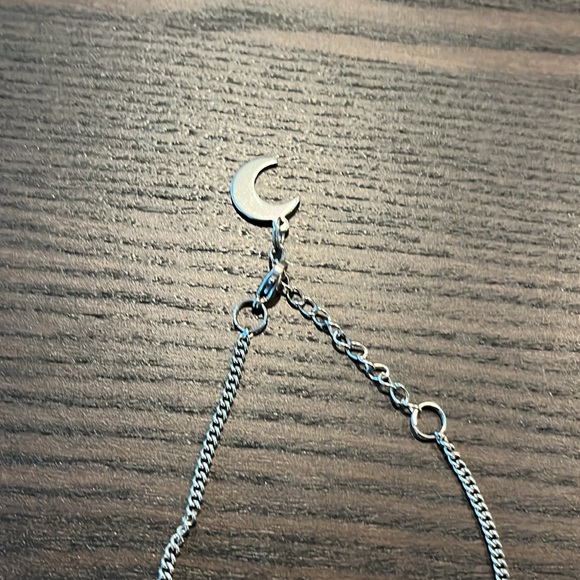 Indie and Harper Silver Crescent Moon Necklace - Picture 3 of 3